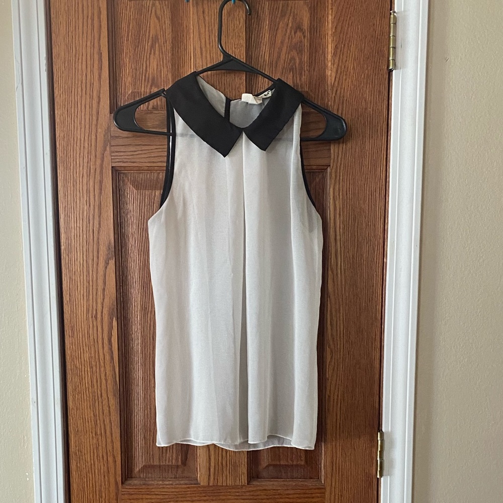 Sheer black and white tank top
